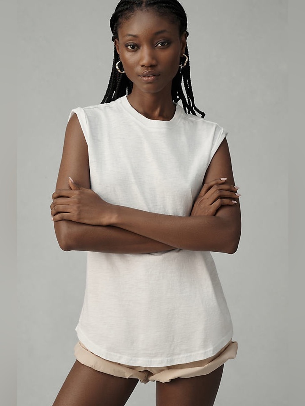 Pilcro Anthropologie The Vinnie Cotton-Slub Crew-Neck Muscle Tee Size Small